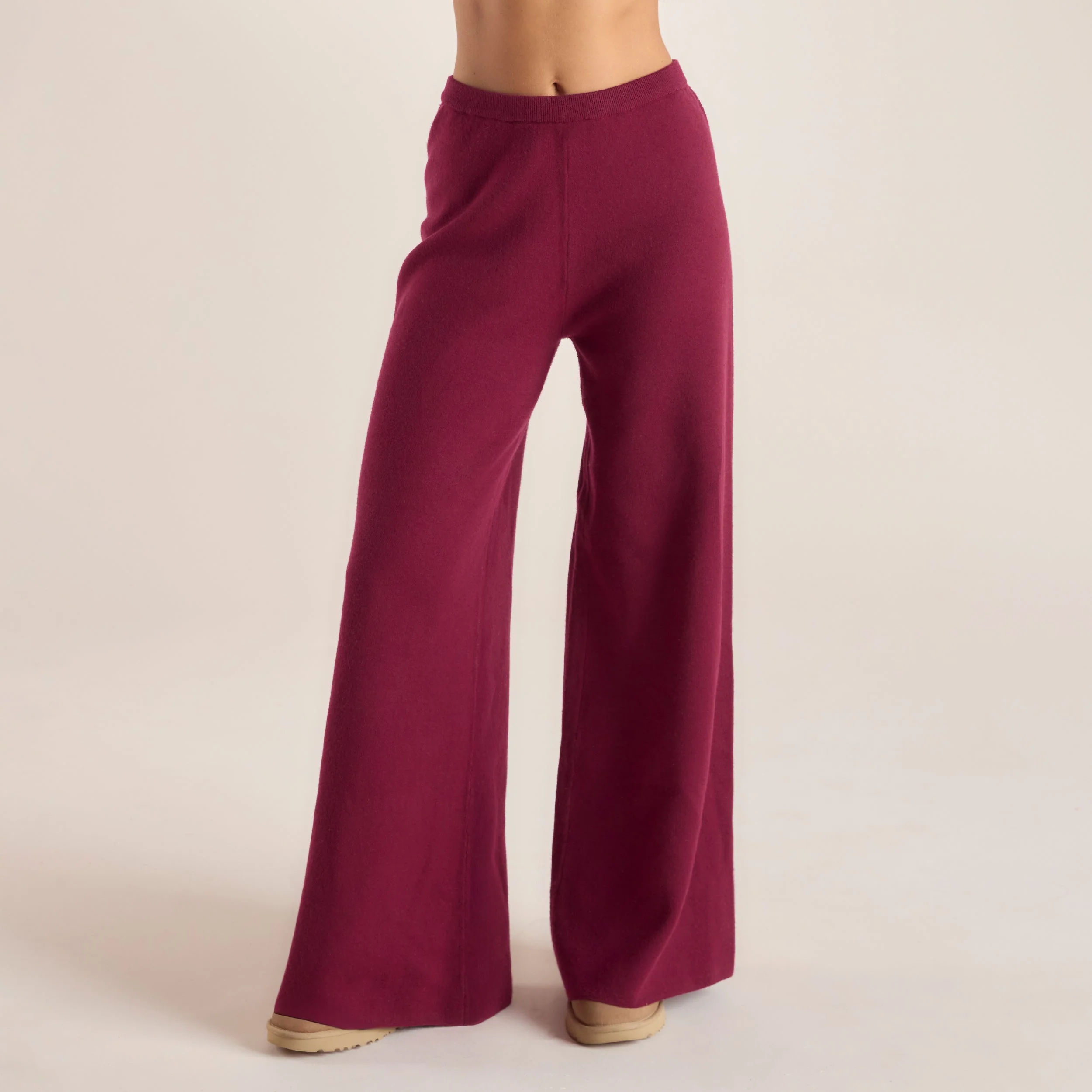 Logo Knitted Trousers - Burgundy