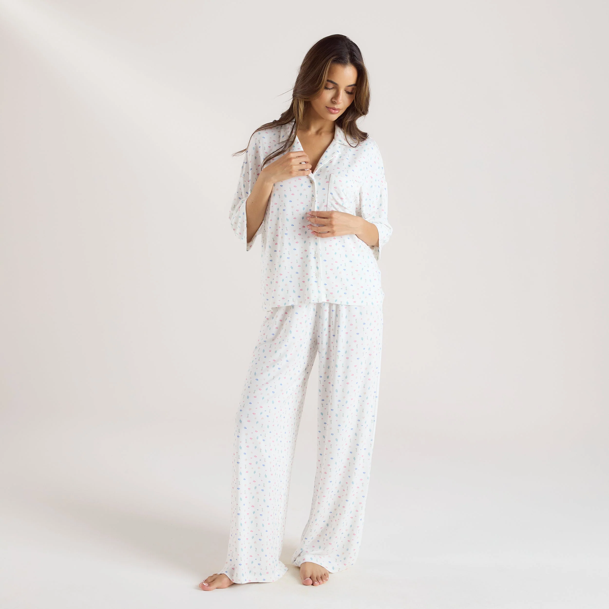 Modal Pyjama Bottoms - White Floral