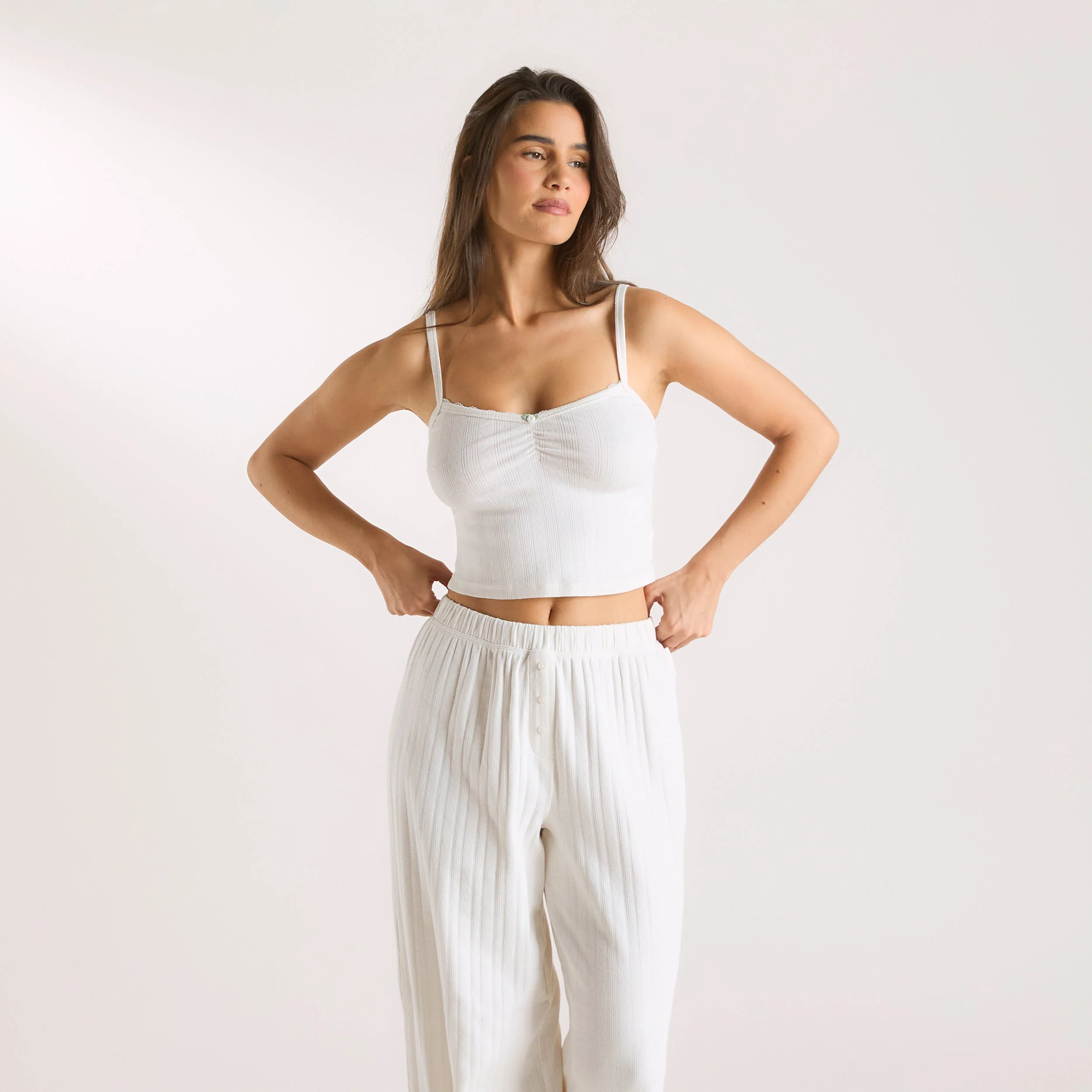 Pointelle Cami Pyjama Top - Cream