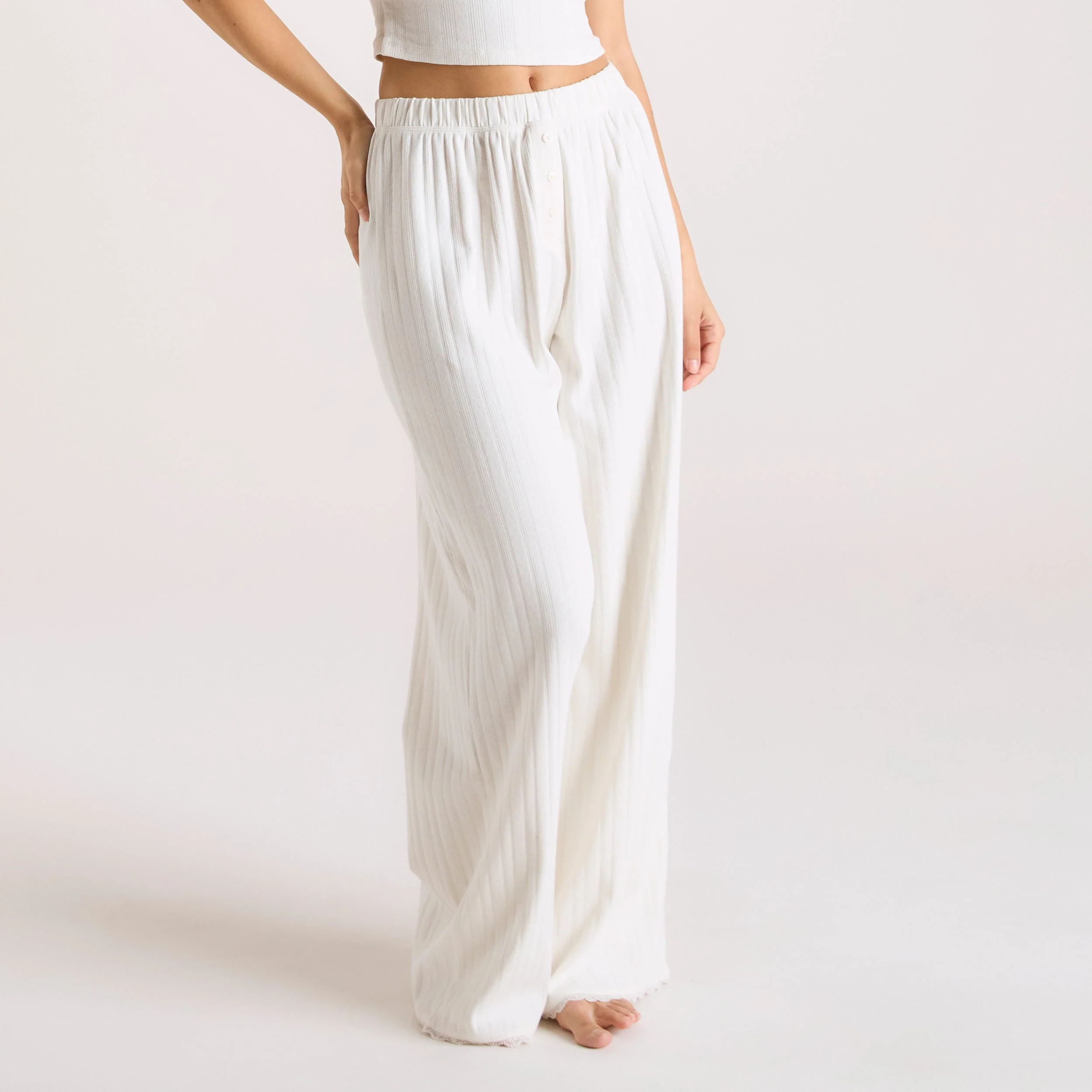 Pointelle Pyjama Bottoms - Cream