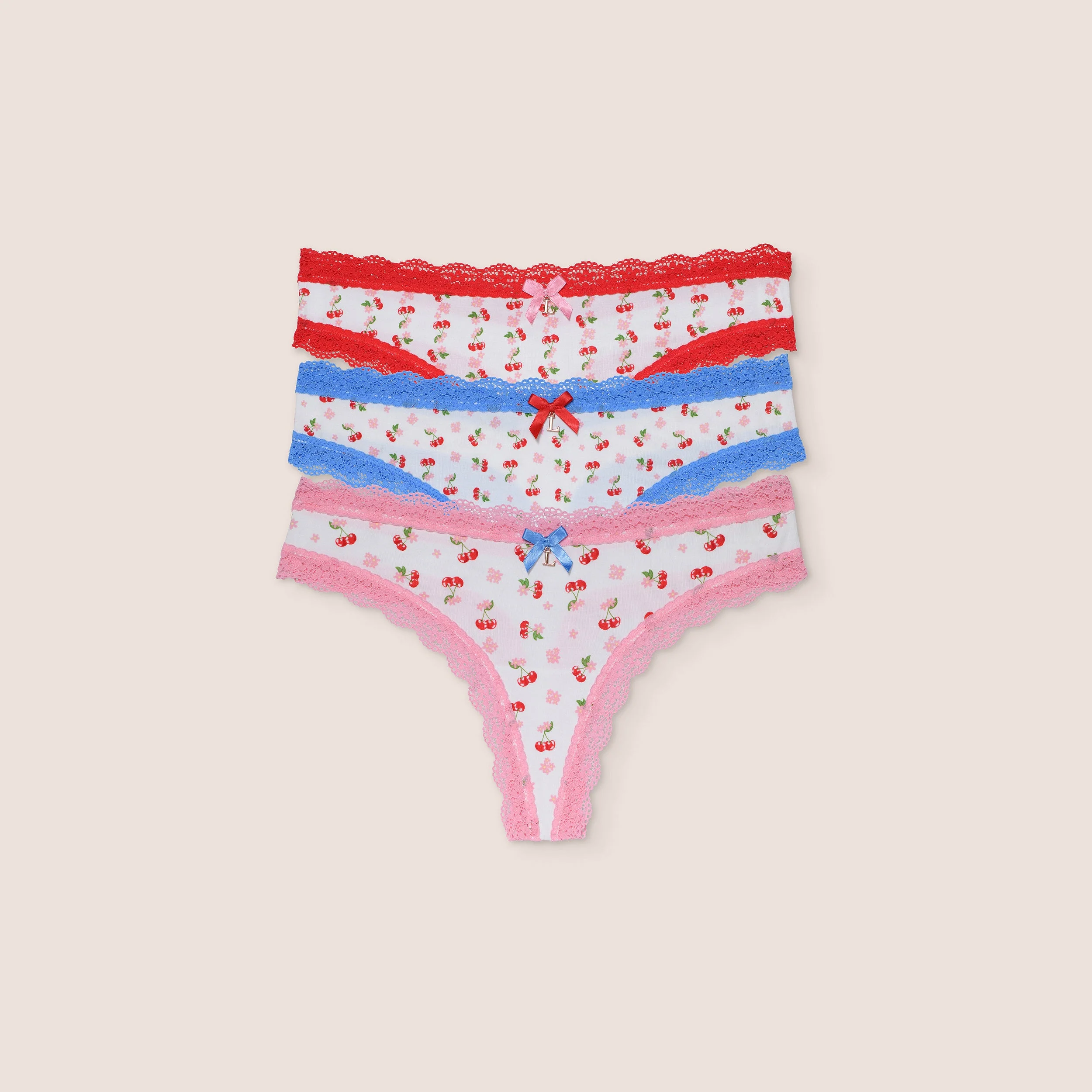 Cherry Print Thongs (3-Pack) - Multi